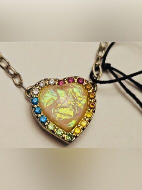 Kurt Geiger London Gold Tone Faux Opal Crystal Rainbow Heart
Necklace